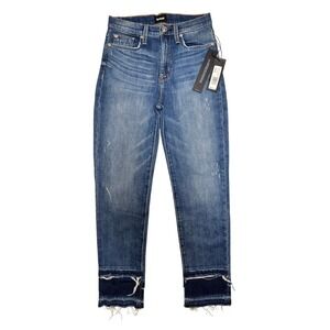 Hudson Jeans NWT High Rise Zoey Straight Crop Raw Hem Denim Jeans Size 25